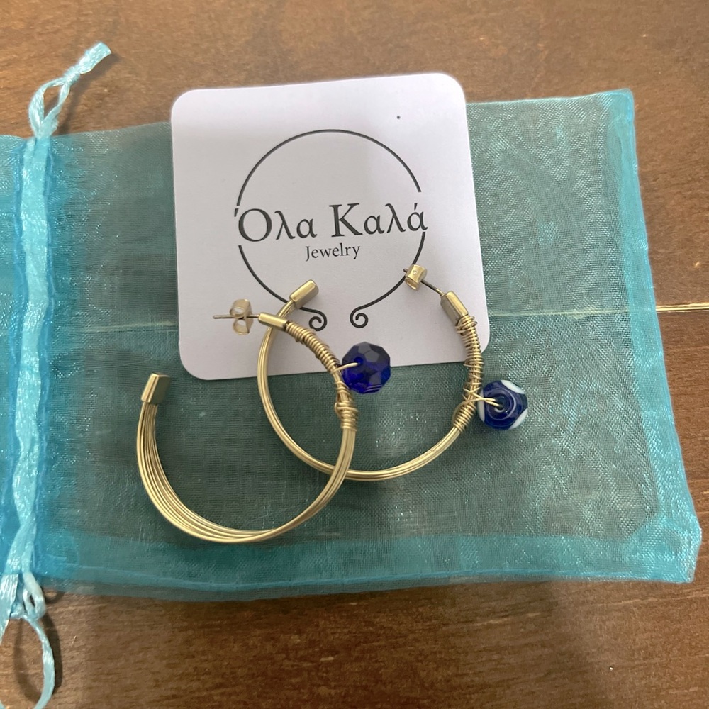 New Handmade golden hoops